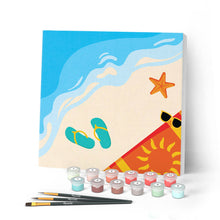 Afbeelding in Gallery-weergave laden, Mini Peinture par Numéros petit format 20x20cm avec cadre A la Plage