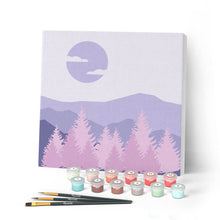 Afbeelding in Gallery-weergave laden, Mini Peinture par Numéros petit format 20x20cm avec cadre Forêt de Sapins