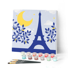 Afbeelding in Gallery-weergave laden, Mini Peinture par Numéros petit format 20x20cm avec cadre Paris sous la Lune
