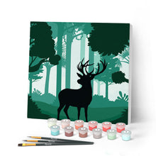 Afbeelding in Gallery-weergave laden, Mini Peinture par Numéros petit format 20x20cm avec cadre Cerf en alerte