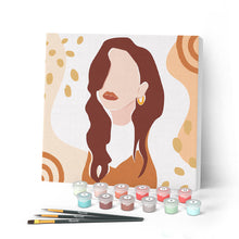 Afbeelding in Gallery-weergave laden, Mini Peinture par Numéros petit format 20x20cm avec cadre Femme songeuse