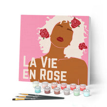 Afbeelding in Gallery-weergave laden, Mini Peinture par Numéros petit format 20x20cm avec cadre La Vie en Rose
