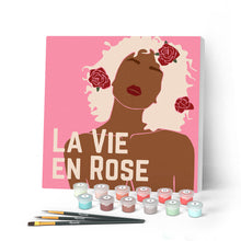Afbeelding in Gallery-weergave laden, Mini Peinture par Numéros petit format 20x20cm avec cadre La Vie en Rose