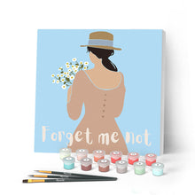 Afbeelding in Gallery-weergave laden, Mini Peinture par Numéros petit format 20x20cm avec cadre Forget me not