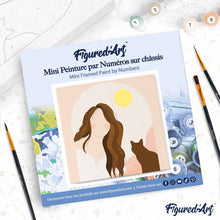 Afbeelding in Gallery-weergave laden, Mini Schilderen op Nummer met Frame - Vrouw en haar kat