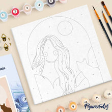 Afbeelding in Gallery-weergave laden, Mini Schilderen op Nummer met Frame - Vrouw en haar kat