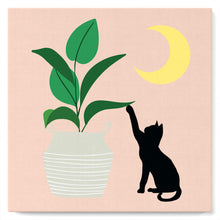 Afbeelding in Gallery-weergave laden, Mini Peinture par Numéros petit format 20x20cm avec cadre Chaton et Plante au clair de Lune
