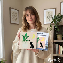 Afbeelding in Gallery-weergave laden, Mini Schilderen op Nummer met Frame - Kitten en planten in het maanlicht