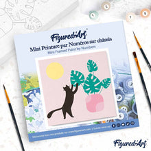 Afbeelding in Gallery-weergave laden, Mini Schilderen op Nummer met Frame - Kitten en plant in de zon