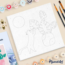 Afbeelding in Gallery-weergave laden, Mini Schilderen op Nummer met Frame - Kitten en plant in de zon