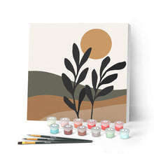 Afbeelding in Gallery-weergave laden, Mini Peinture par Numéros petit format 20x20cm avec cadre Paysage et Plante