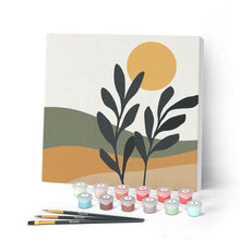 Afbeelding in Gallery-weergave laden, Mini Peinture par Numéros petit format 20x20cm avec cadre Paysage et Plante
