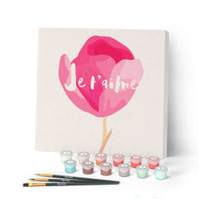 Afbeelding in Gallery-weergave laden, Mini Peinture par Numéros petit format 20x20cm avec cadre Je T'aime