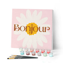 Afbeelding in Gallery-weergave laden, Mini Peinture par Numéros petit format 20x20cm avec cadre Bonjour