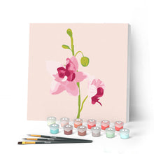 Afbeelding in Gallery-weergave laden, Mini Peinture par Numéros petit format 20x20cm avec cadre Orchidée