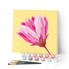 Afbeelding in Gallery-weergave laden, Mini Peinture par Numéros petit format 20x20cm avec cadre Fleur rose