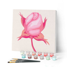 Afbeelding in Gallery-weergave laden, Mini Peinture par Numéros petit format 20x20cm avec cadre Bouton de Rose