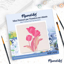 Afbeelding in Gallery-weergave laden, Mini Schilderen op Nummer met Frame - 3 roze tulpen