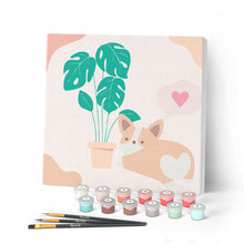 Afbeelding in Gallery-weergave laden, Mini Peinture par Numéros petit format 20x20cm avec cadre Petit Chien amoureux