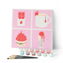 Afbeelding in Gallery-weergave laden, Mini Peinture par Numéros petit format 20x20cm avec cadre Gourmandises
