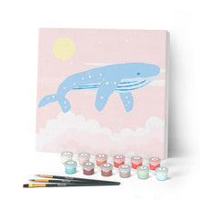 Afbeelding in Gallery-weergave laden, Mini Peinture par Numéros petit format 20x20cm avec cadre Baleine à bosse