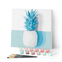 Afbeelding in Gallery-weergave laden, Mini Peinture par Numéros petit format 20x20cm avec cadre Ananas