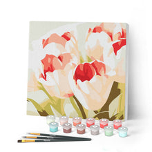 Afbeelding in Gallery-weergave laden, Mini Peinture par Numéros petit format 20x20cm avec cadre Eclosion de Tulipes