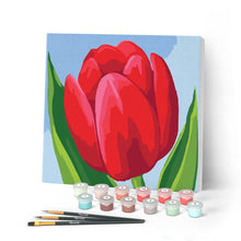 Afbeelding in Gallery-weergave laden, Mini Peinture par Numéros petit format 20x20cm avec cadre Tulipe Rouge