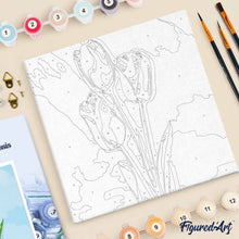 Afbeelding in Gallery-weergave laden, Mini Schilderen op Nummer met Frame - Tulpen en blauwe hemel