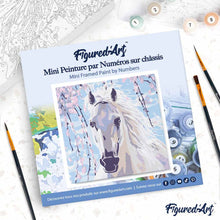 Afbeelding in Gallery-weergave laden, Mini Schilderen op Nummer met Frame - Paard en witte bloemen