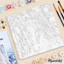 Afbeelding in Gallery-weergave laden, Mini Schilderen op Nummer met Frame - Paard en witte bloemen