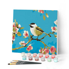 Afbeelding in Gallery-weergave laden, Mini Peinture par Numéros petit format 20x20cm avec cadre Oiseau et Papillon