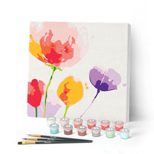 Afbeelding in Gallery-weergave laden, Mini Peinture par Numéros petit format 20x20cm avec cadre Fleurs en Couleurs