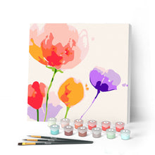 Afbeelding in Gallery-weergave laden, Mini Peinture par Numéros petit format 20x20cm avec cadre Fleurs en Couleurs