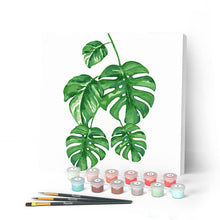 Afbeelding in Gallery-weergave laden, Mini Peinture par Numéros petit format 20x20cm avec cadre Feuilles