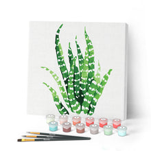 Afbeelding in Gallery-weergave laden, Mini Peinture par Numéros petit format 20x20cm avec cadre Plante grasse