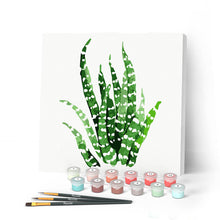 Afbeelding in Gallery-weergave laden, Mini Peinture par Numéros petit format 20x20cm avec cadre Plante grasse