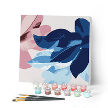 Afbeelding in Gallery-weergave laden, Mini Peinture par Numéros petit format 20x20cm avec cadre Ambiance bleutée de Fleurs