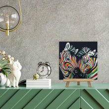 Afbeelding in Gallery-weergave laden, Mini Schilderen op Nummer met Frame - Paar kleurrijke zebra's