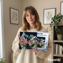 Afbeelding in Gallery-weergave laden, Mini Schilderen op Nummer met Frame - Paar kleurrijke zebra's