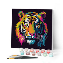Afbeelding in Gallery-weergave laden, Mini Schilderen op Nummer met Frame - Tijger Abstracte Pop-Art