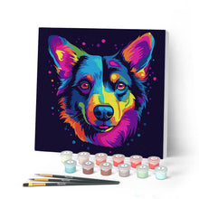 Afbeelding in Gallery-weergave laden, Mini Schilderen op Nummer met Frame - Neon Hond Abstracte Pop-Art
