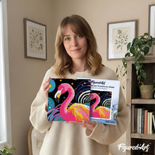 Afbeelding in Gallery-weergave laden, Mini Schilderen op Nummer met Frame - Flamingo Abstracte Pop-Art