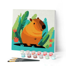 Afbeelding in Gallery-weergave laden, Mini Schilderen op Nummer met Frame - Tropische Capibara