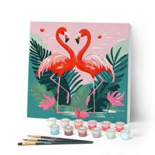 Afbeelding in Gallery-weergave laden, Mini Schilderen op Nummer met Frame - Tropische Flamingo's
