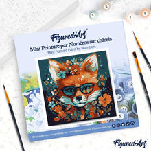 Afbeelding in Gallery-weergave laden, Mini Schilderen op Nummer met Frame - Modieuze vos met bloemen