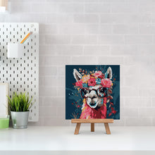 Afbeelding in Gallery-weergave laden, Mini Schilderen op Nummer met Frame - Modieuze lama met bloemen