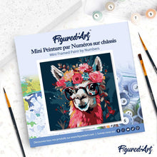 Afbeelding in Gallery-weergave laden, Mini Schilderen op Nummer met Frame - Modieuze lama met bloemen