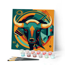 Afbeelding in Gallery-weergave laden, Mini Schilderen op Nummer met Frame - Stier Art - Deco-geïnspireerde Abstractie