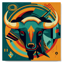 Afbeelding in Gallery-weergave laden, Mini Schilderen op Nummer met Frame - Stier Art - Deco-geïnspireerde Abstractie